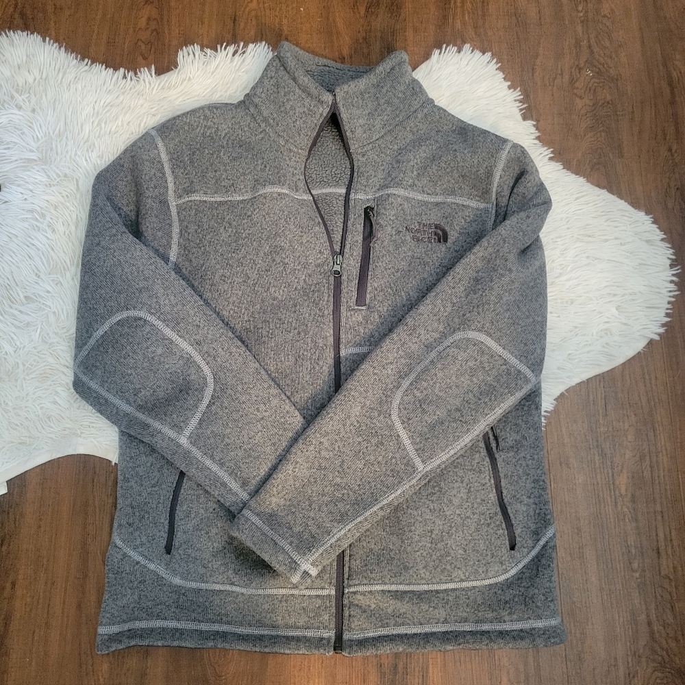 Mens Sherpa Lined North Face Full Zip Sweater Jacket
